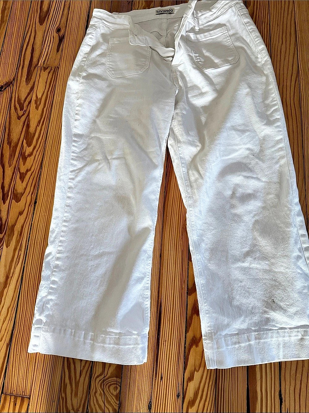 luvamia Women's White Cropped Pants Size XL